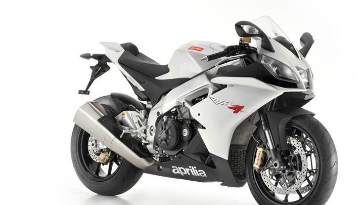 Aprilia RSV4 in White Side Front Pose And White Background